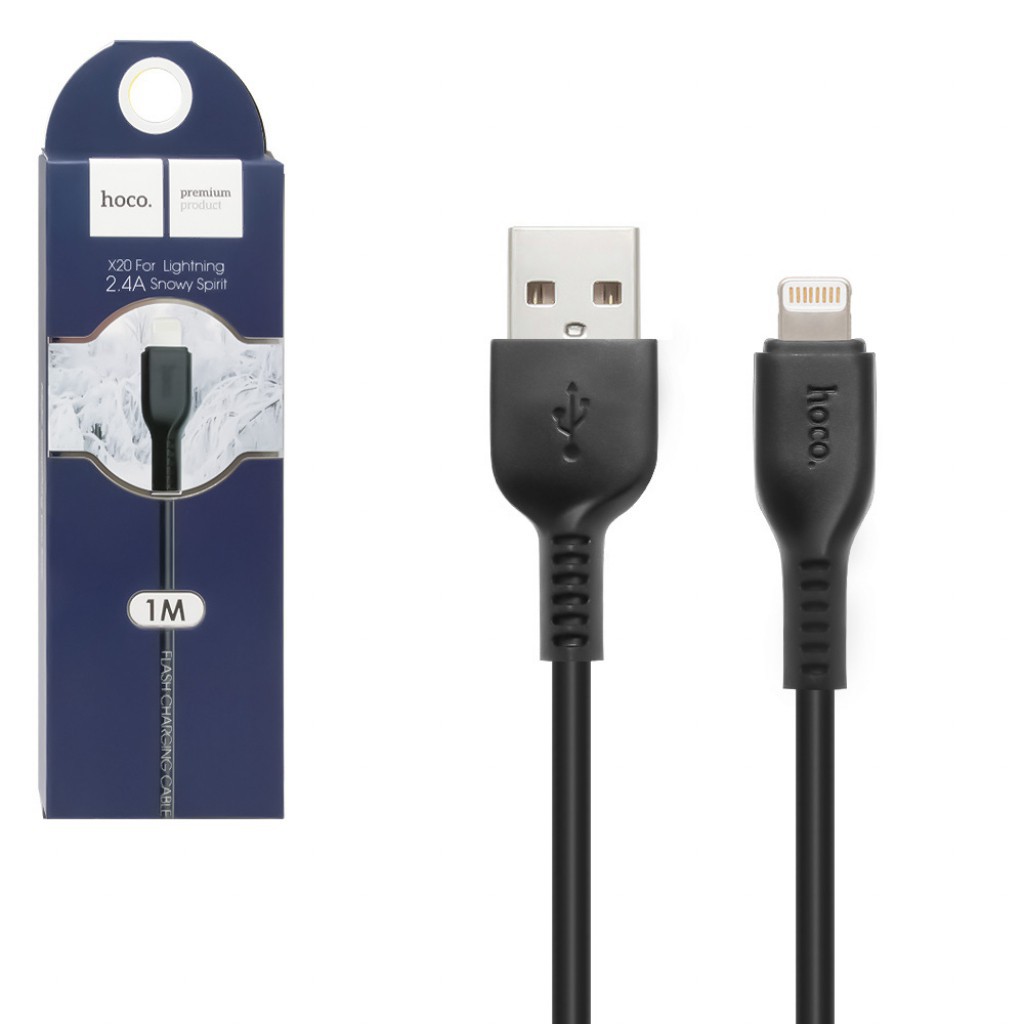 Кабель USB-iPhone 5/6/7/8/X Lightning Hoco X20 1М черный купить в  Екатеринбурге